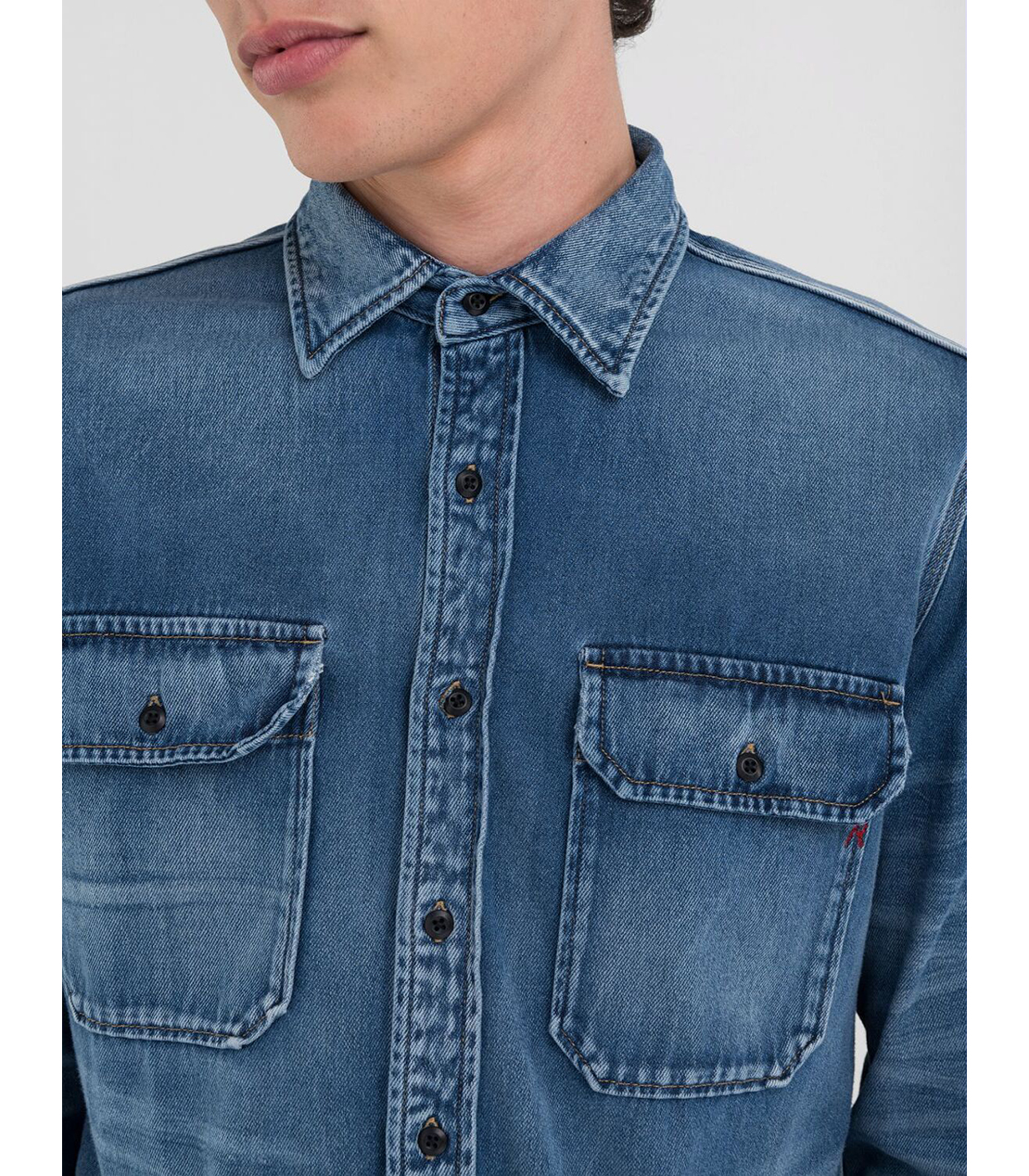 コットンレーヨン デニムシャツ 詳細画像 ダークブルー 3